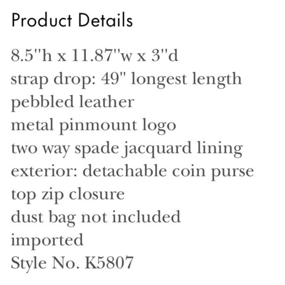 Kate spade Rosie crossbody bag 2 removable straps and coin purse included - Picture 8 of 11